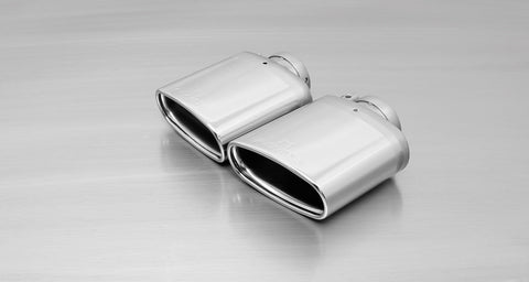 Remus Resonated Turbo back System Left/Right with 2 tail pipes 142x72 mm angled/angled, chromed for Seat Leon 5F ST Estate 2.0 TSI Cupra 195 kW 2014-