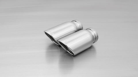 Remus Rear Silencer Left with 2 tail pipes Ø 84 mm angled, rolled edge, chromed for Fiat Punto Evo Type 199 Abarth 1.4 120 kW 2011-
