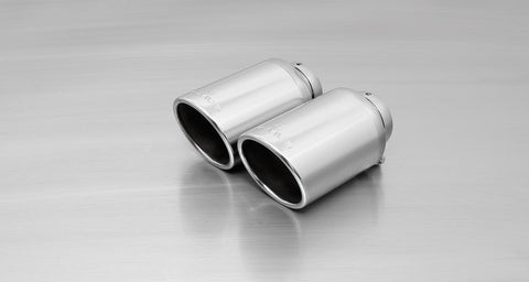 Remus Resonated Cat back System Left/Right with 2 tail pipes Ø 102 mm angled, rolled edge, chromed for Volkswagen Golf Mk7 Hatchback 2.0 GTI TCR 213 kW 2018-