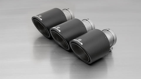 Remus Non-Resonated Downpipe back System Left/Right with Integrated valves including a Remus Sound Controller Module with 3 Carbon tail pipes Ø 102 mm angled, Titanium internals for Honda Civic FK8 2.0 Type-R 235 kW 2017-