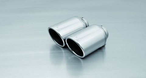 Remus Rear Silencer Left / Right with 4x Tailpipes Ø 102mm Angled, Rolled Edge, Chromed for Audi A1 8X / S1 2.0 TFSI 170 kW 2015-