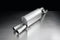 Remus Rear Silencer Left with 2 tail pipes Ø 90 mm straight, rolled edge, chromed for Abarth Punto Evo Type 199 1.4 120 kW 2011-